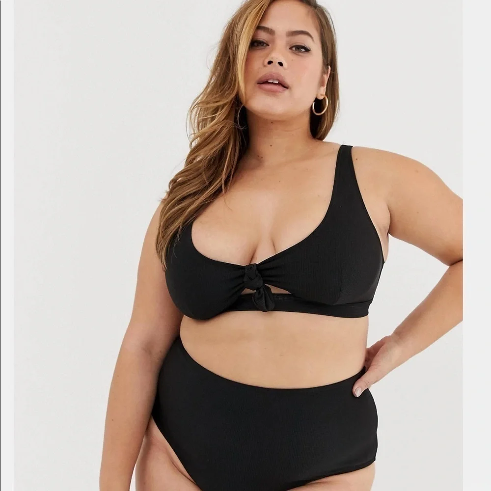 Asos Curve 16 Wolf and whistle exclusive bunny tie cut out swim top bikini